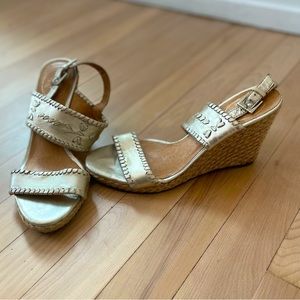 Jack Rogers gold wedge
